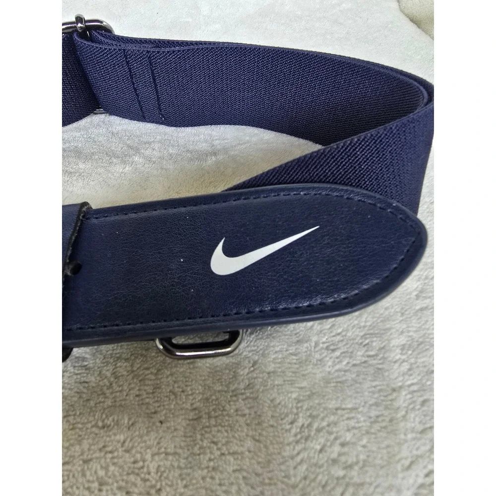 Nike Baseball Belt Navy Blue Adjustable One Size Swoosh Logo Elastic Synthetic